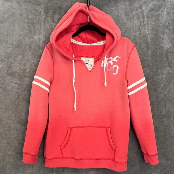Hollister Y2K Hoodie Women L Pink Ombré SoCal Surf Fleece Preppy Coastal - Picture 5 of 11